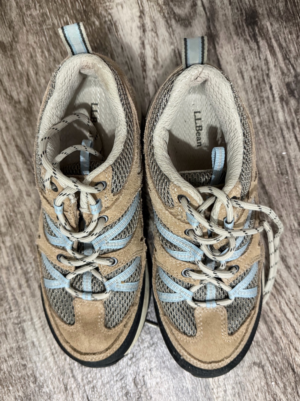 Women’s L.L. Bean Hiking Boots / Shoes in Tan and Light Blue. Size 6. Used Once.